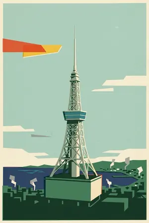ポスターの別府タワーを描いた絵