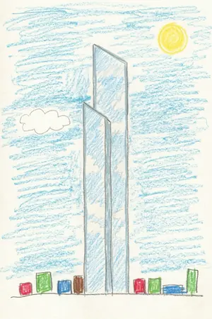 クレヨンの千葉ポートタワーを描いた絵