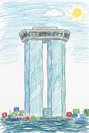 クレヨンの銚子ポートタワーを描いた絵