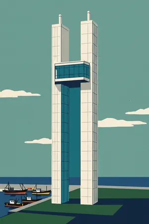 ポスターの銚子ポートタワーを描いた絵