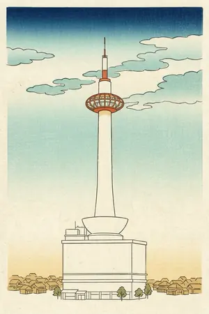 浮世絵のニデック京都タワーを描いた絵
