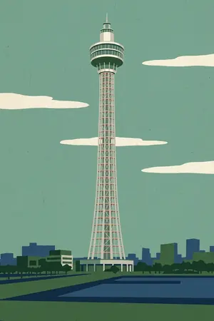 ポスターの横浜マリンタワーを描いた絵