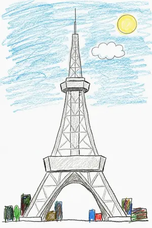 クレヨンの中部電力 MIRAI TOWERを描いた絵