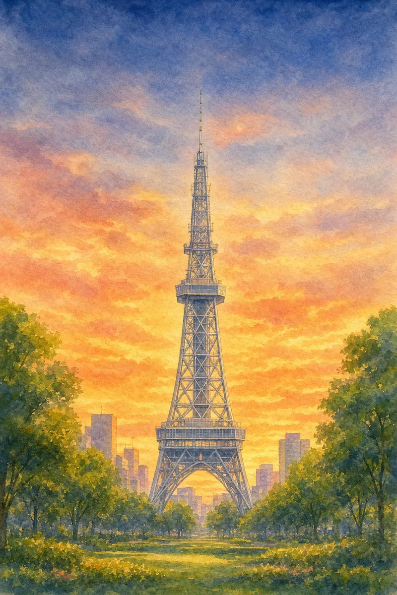 中部電力 MIRAI TOWERを描いた絵
