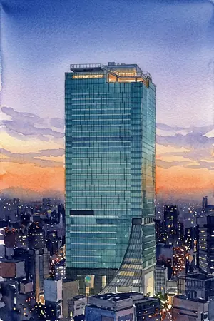 夜のSHIBUYA SKYを描いた絵