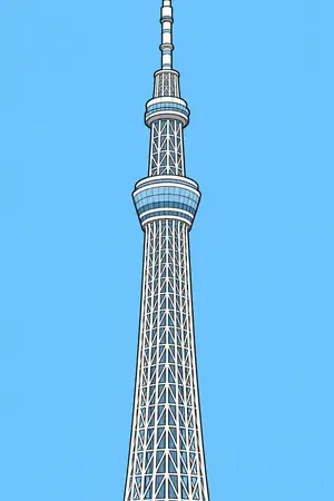ポップの東京スカイツリーを描いた絵