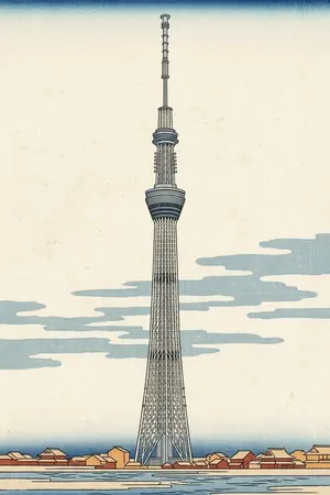 浮世絵の東京スカイツリーを描いた絵