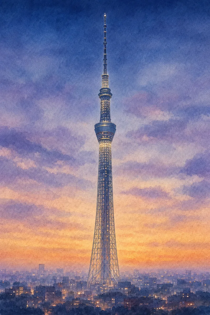 東京スカイツリーを描いた絵