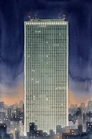 夜のサンシャイン60展望台を描いた絵