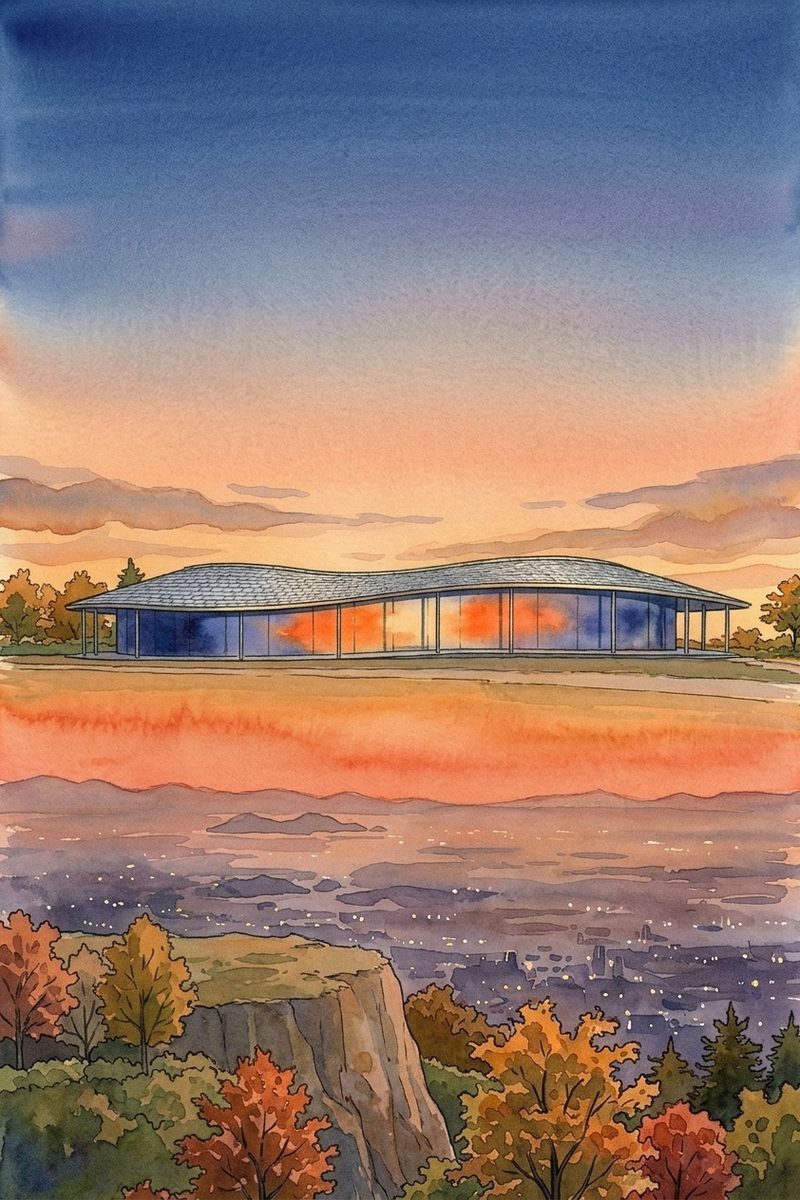 夕陽の屋島山上 やしまーるを描いた絵